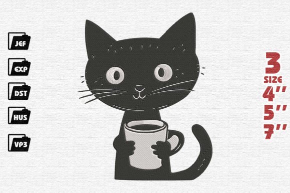 Angry Cat Drinks Coffee Embroidery Review