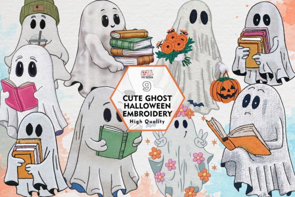 Cute Ghost Halloween Embroidery for Boutique Apparel
