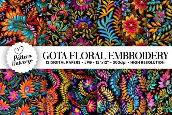 Gota Embroidery Pattern Digital Papers Review
