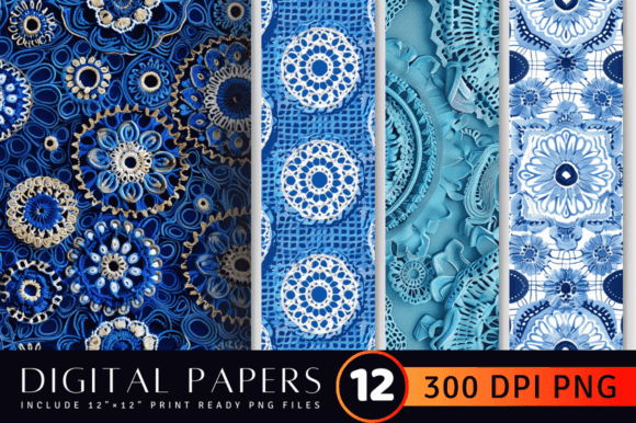 Review: Blue Crochet Embroidery Digital Paper for Boutiques
