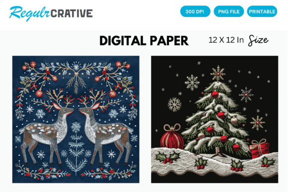 Review: Christmas Embroidery Digital Paper Pack for Craft Fairs