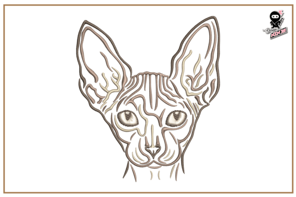 Sphynx Cat Portrait Embroidery for Boutique Apparel