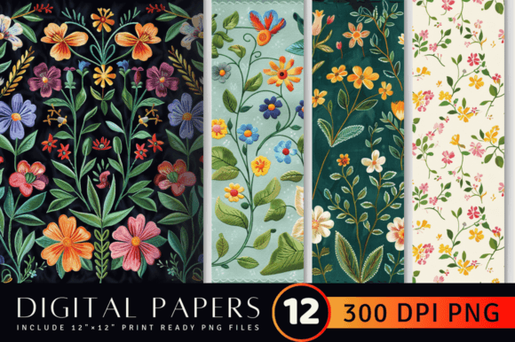 Spring Hand Embroidery Digital Paper Review