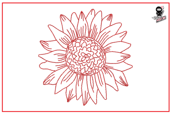 Sunflower Redwork Outline Embroidery Review