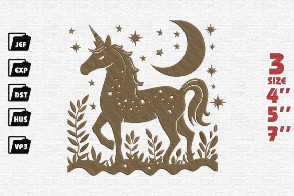 Unicorn with Stars Embroidery for Boutique Apparel